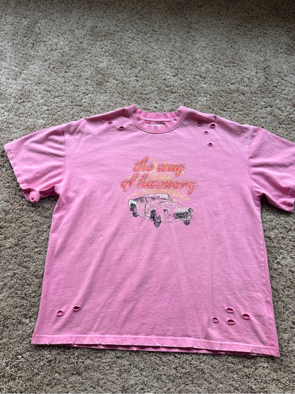 Vintage-Inspired Pink Graphic Short Sleeve Tee